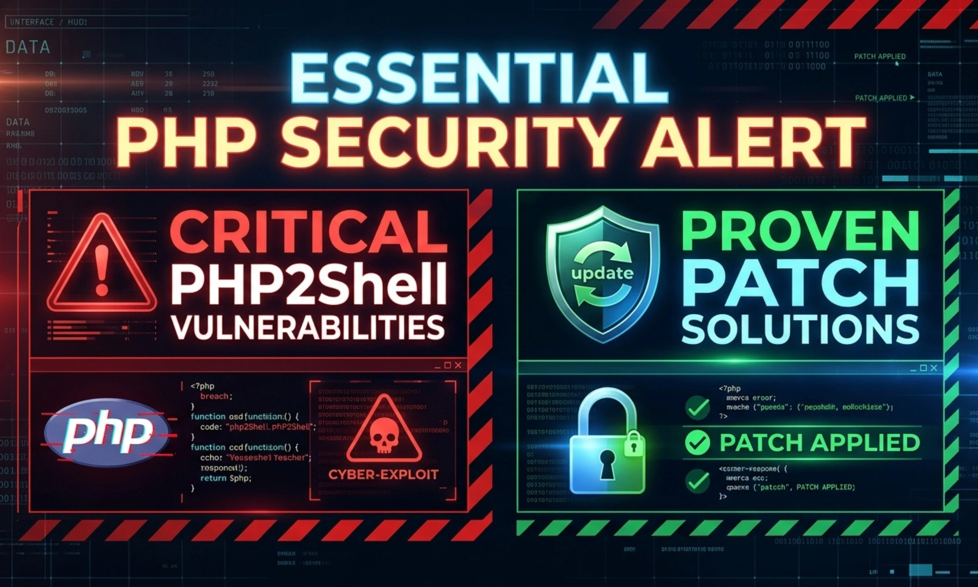 Digital shield representing protection for PHP websites.